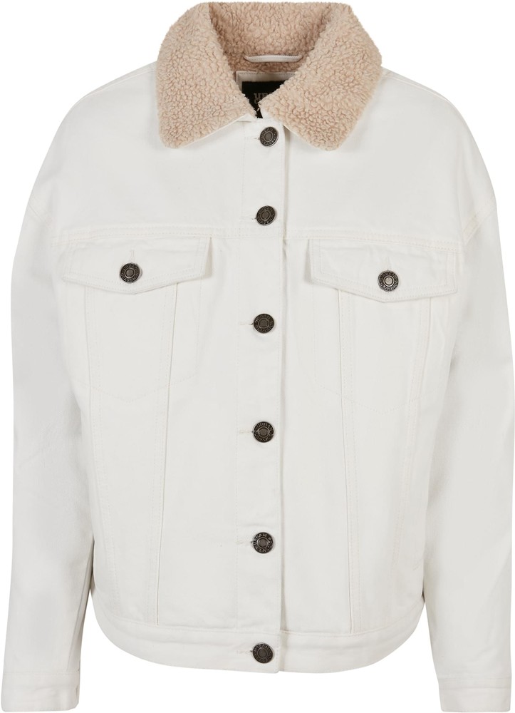 UrbanClassicsDamenJackeLadiesOversizedSherpaDenimJacketOffwhiteRaw-3XL