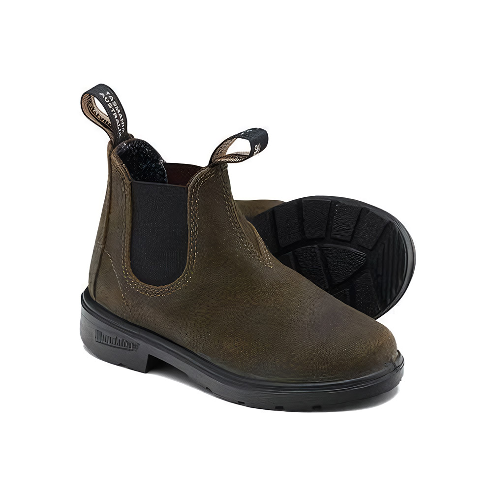 BlundstoneKinderChelseaBoots2496DarkOliveWaxedSuedeKidsBrown-K2UK