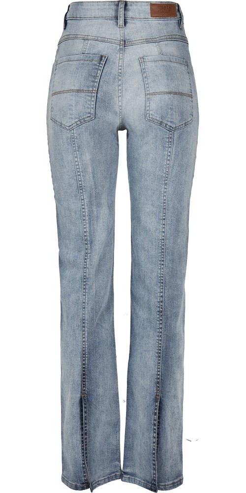 UrbanClassicsDamenLadiesHighWaistStraightSlitDenimPantsTintedlightbluewashed