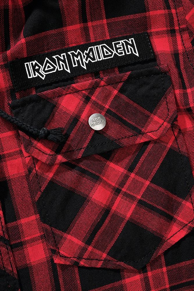 BranditCheckshirtIronMaidenCheckshirtSweathoodEddy61048DarkRedBlack-S