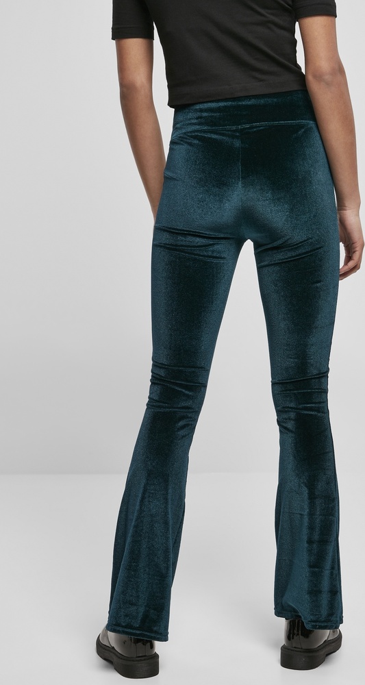 UrbanClassicsDamenLeggingsLadiesHighWaistVelvetBootCutLeggingsTeal-3XL