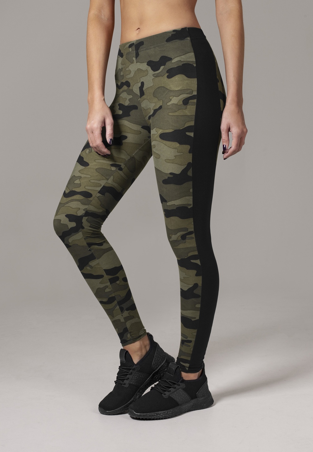 UrbanClassicsDamenLeggingsLadiesCamoStripeLeggingsWoodCamouflageBlack
