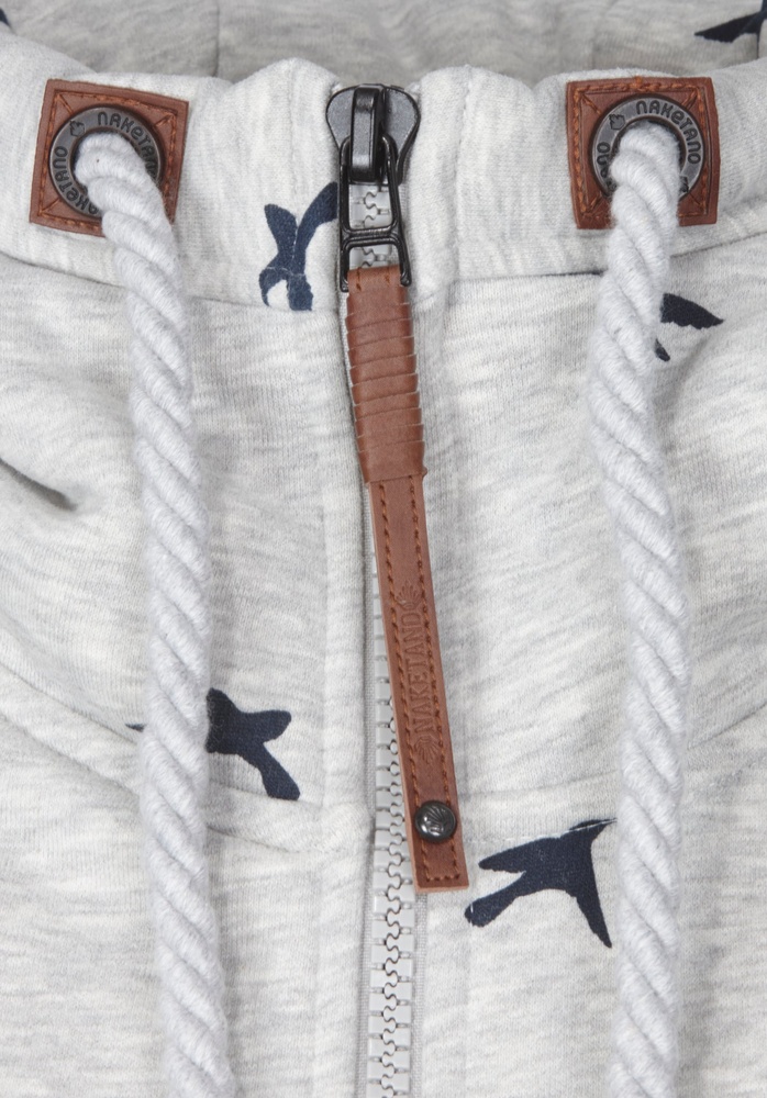 NaketanoDamenHoodieBrazzo1801-0301AlloverBirdsGrey-XS