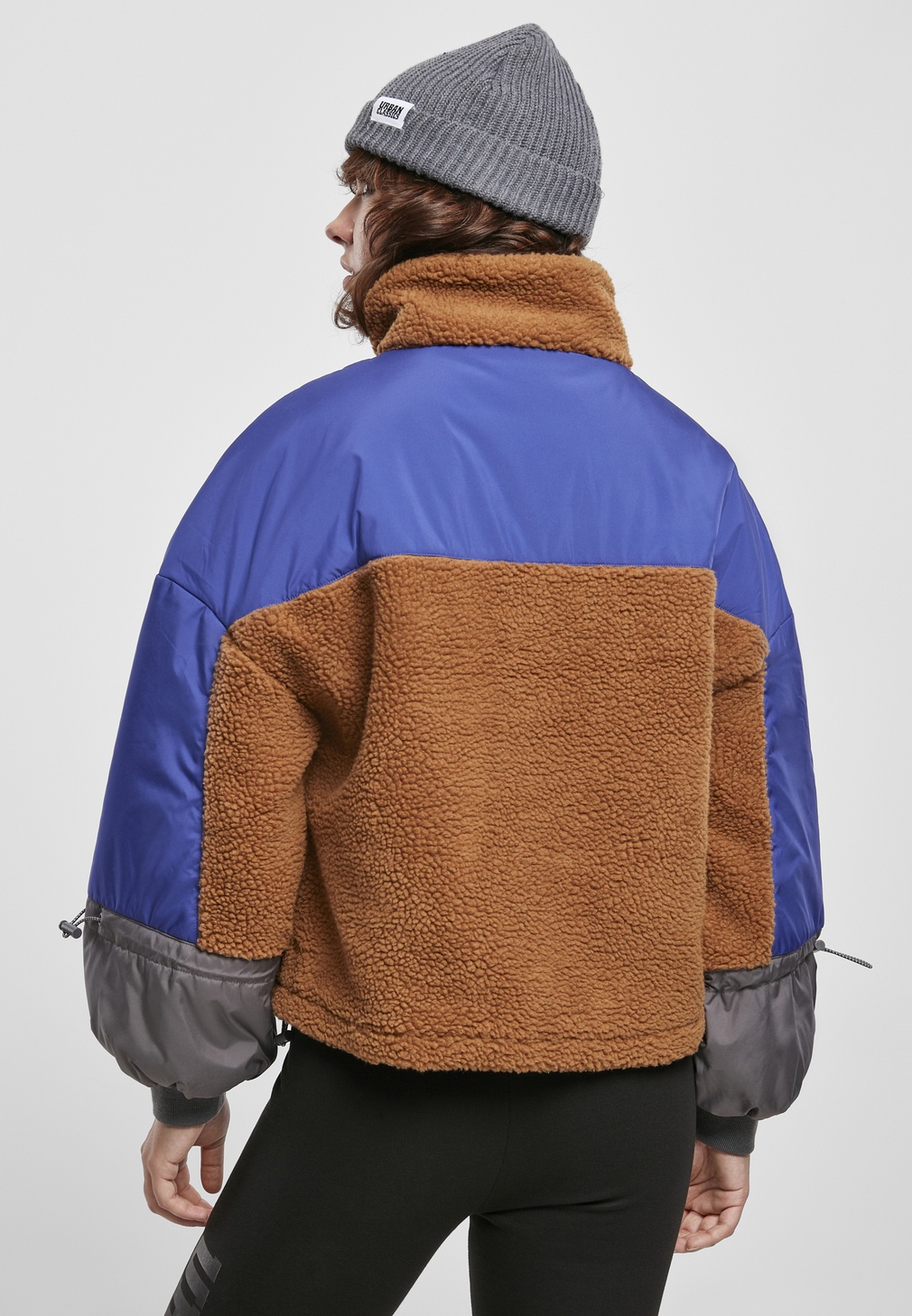 UrbanClassicsDamenWinterjackeLadiesSherpa3-TonePullOverJacketToffeeBluepurple