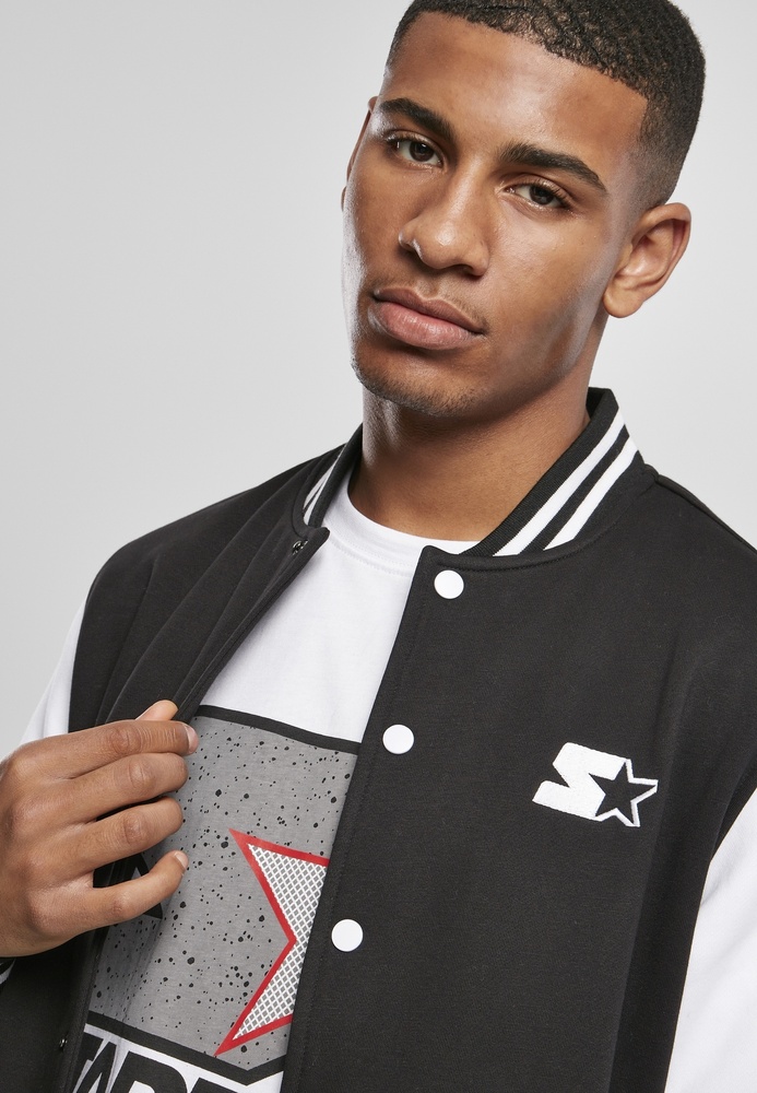 StarterBlackLabelJackeCollegeFleeceJacketBlackWhite