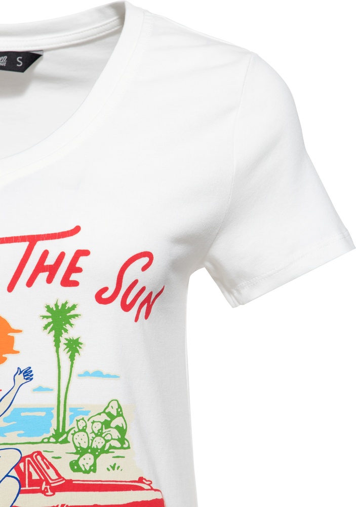 QueenKerosinDamenBasicT-ShirtVHalsRoadToTheSunQKU41019OffWhite-XS