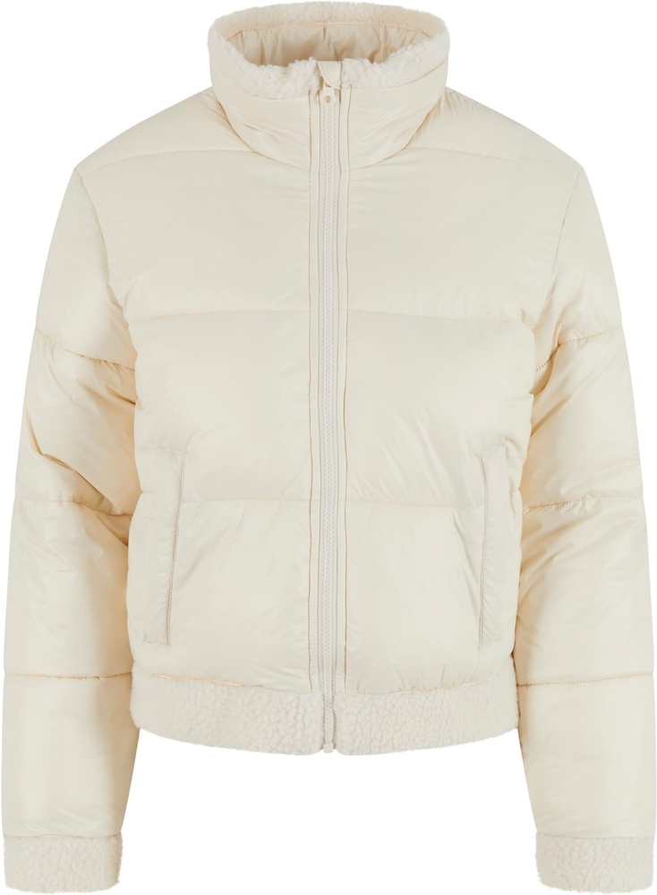 UrbanClassicsDamenJackeLadiesRecycledShinyPufferSherpaJacketTB7074WhitesandWhitesand-3XL