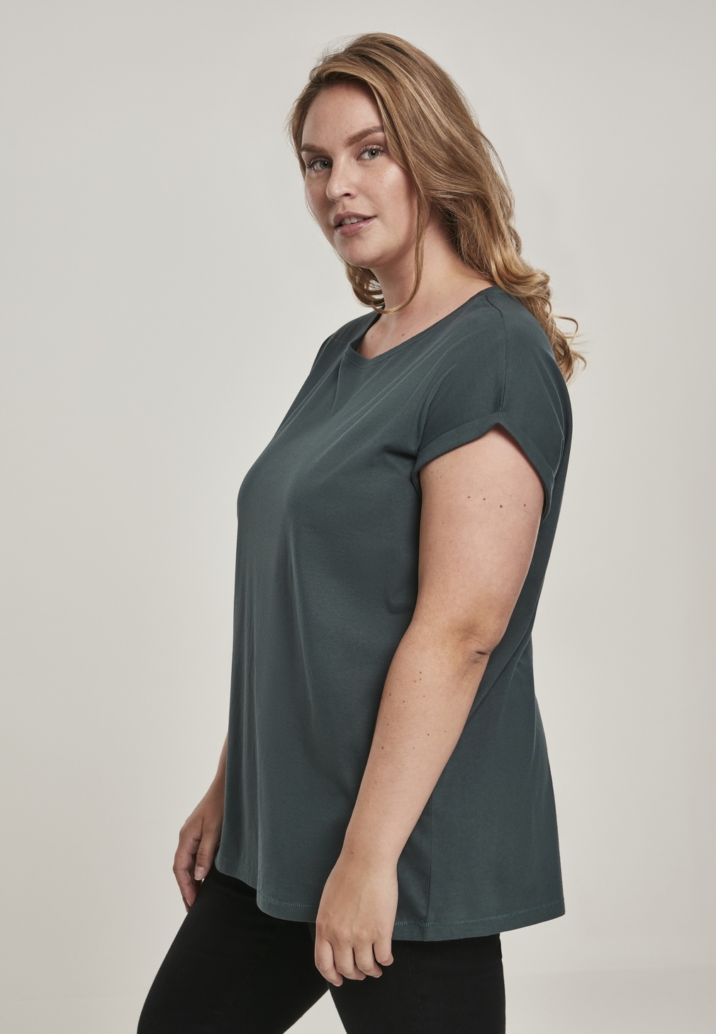 UrbanClassicsFemaleShirtLadiesExtendedShoulderTeeBottlegreen-3XL