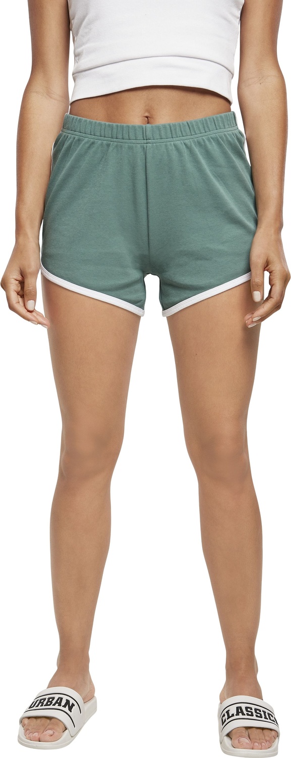 UrbanClassicsDamenLadiesOrganicInterlockRetroHotpantsPaleleafWhite-3XL