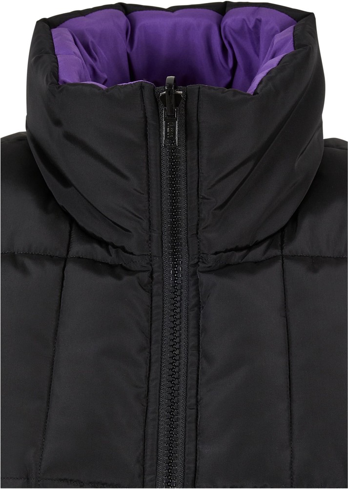 UrbanClassicsDamenWesteLadiesReversibleCroppedPufferVestBlackRealviolet-3XL