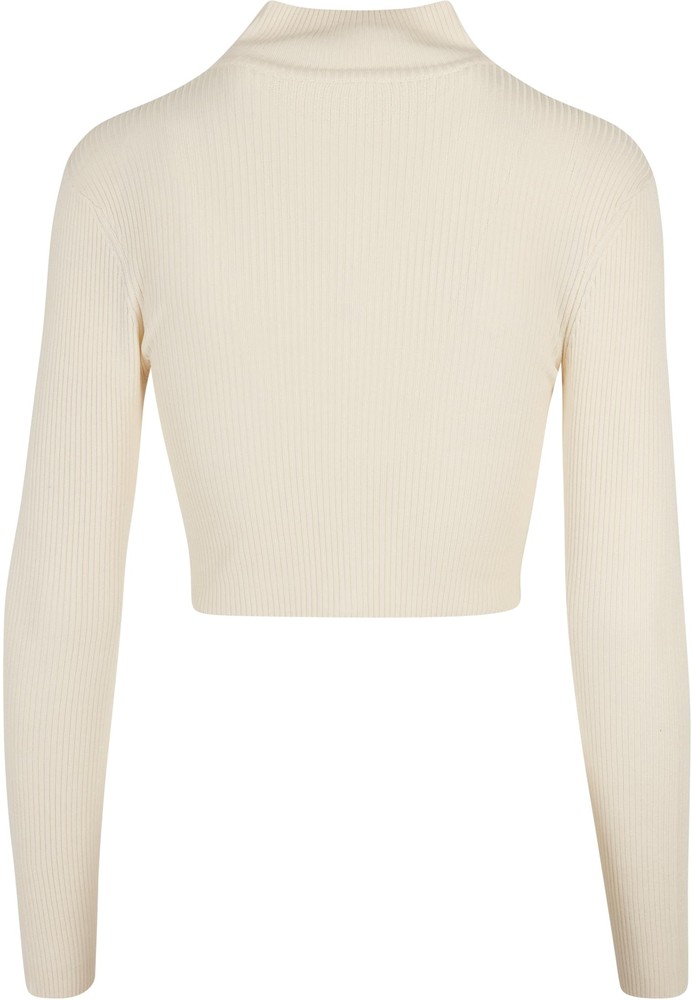 UrbanClassicsDamenStrickjackeLadiesCroppedRibKnitZipCardiganWhitesand-3XL