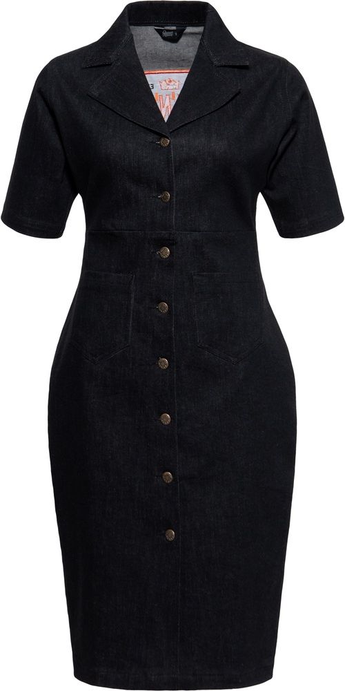 QueenKerosinDamenRetroDenimPencilKleidMitKnpfeRocknRollRebelQueensQKU460311