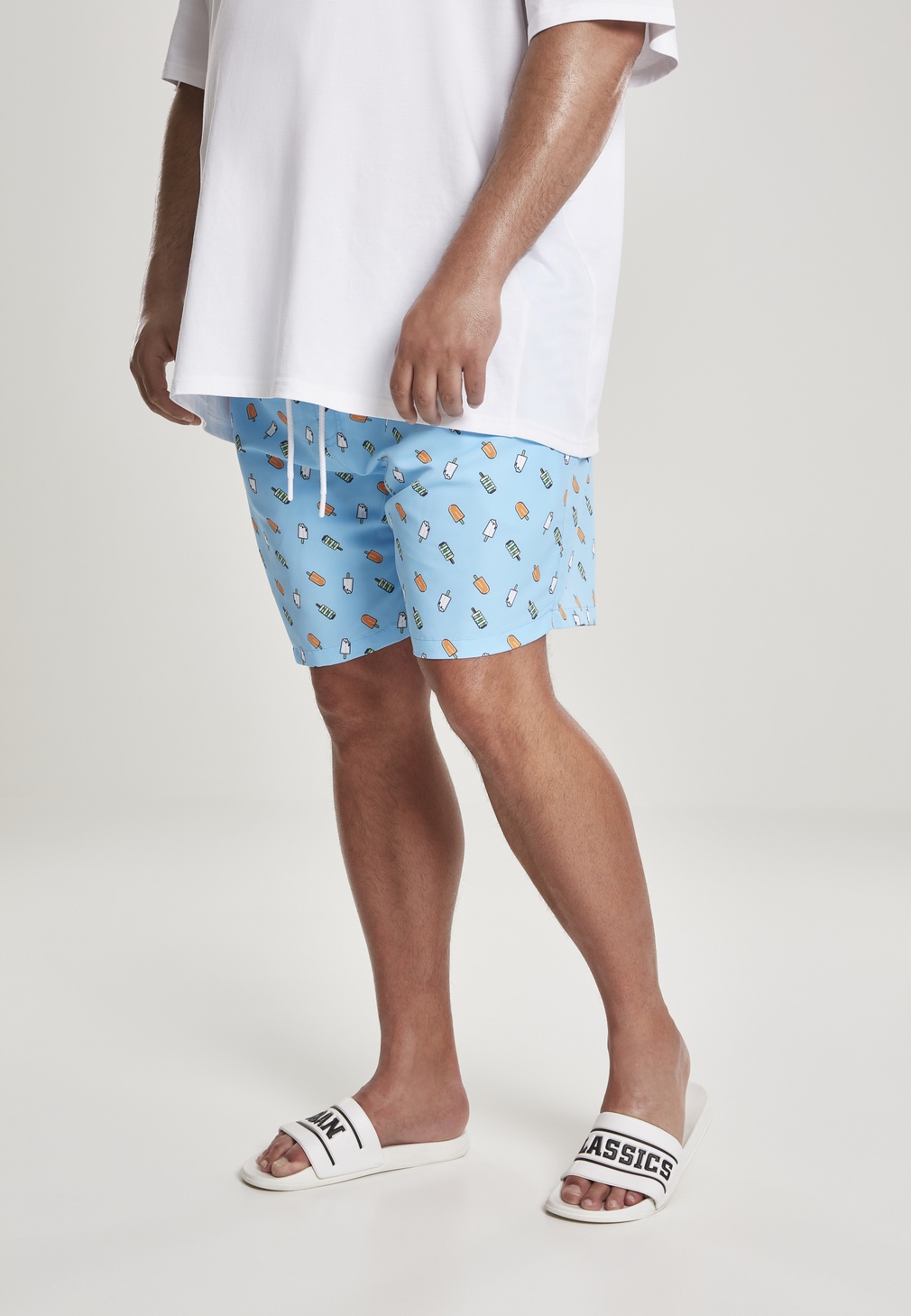 UrbanClassicsBadehosePatternSwimShortsLightblueIce-3XL