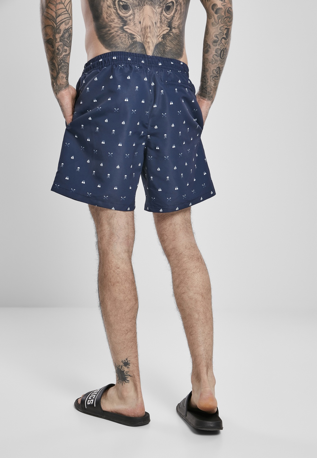 UrbanClassicsBadehosePatternSwimShortsSkullandyachtAopBlue-3XL