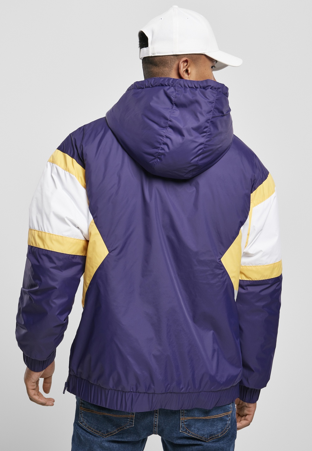 StarterBlackLabelJackeStarterColorBlockHalfZipRetroJacketStarterPurpleWhiteBuffYellow-L