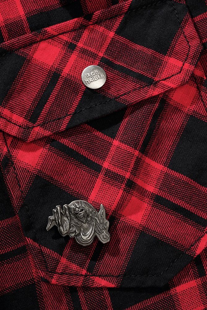 BranditCheckshirtIronMaidenCheckshirtSweathoodEddy61048DarkRedBlack-S