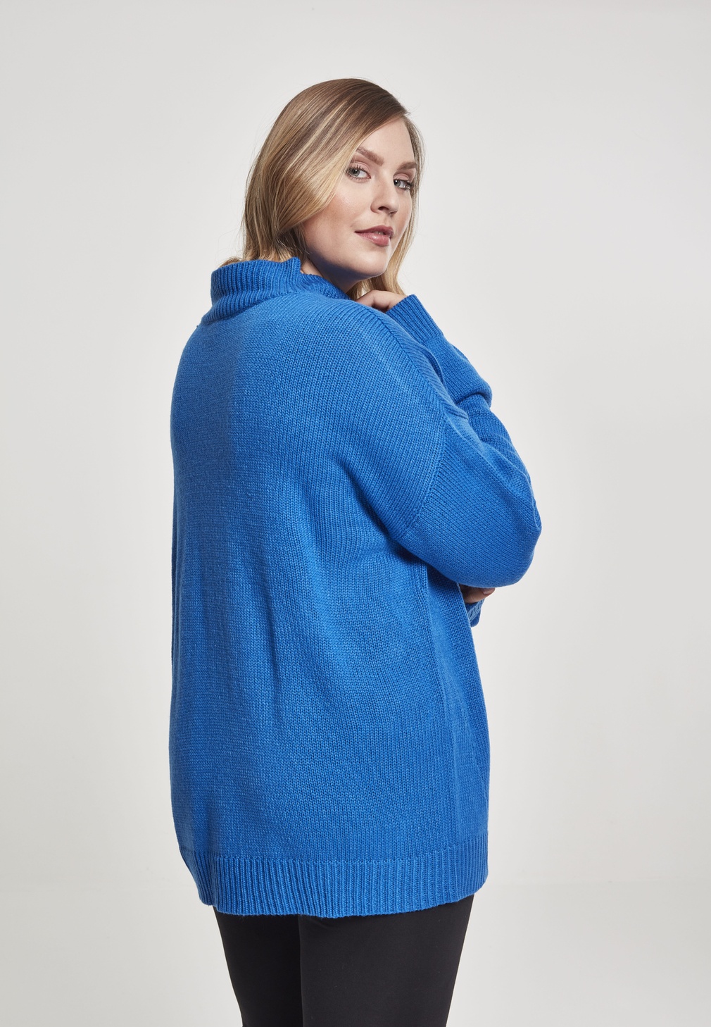 UrbanClassicsDamenPulloverLadiesOversizeTurtleneckSweaterBrightblue-3XL