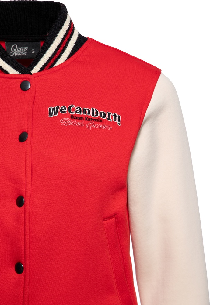QueenKerosinDamenCollegeSweatJackeWeCanDoItQKU44003Red-XS