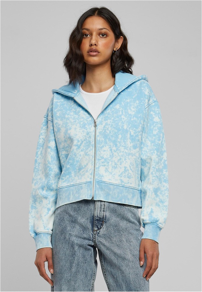 UrbanClassicsDamenLadiesShortOversizedTowelWashedZipHoodyBalticblue-3XL
