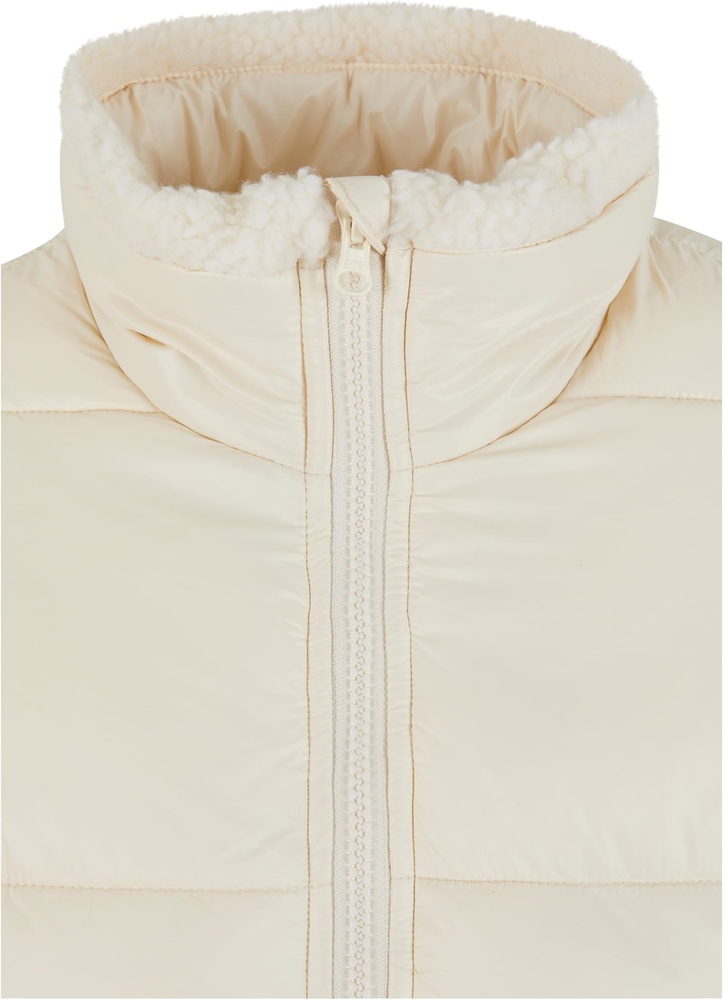 UrbanClassicsDamenJackeLadiesRecycledShinyPufferSherpaJacketTB7074WhitesandWhitesand-3XL