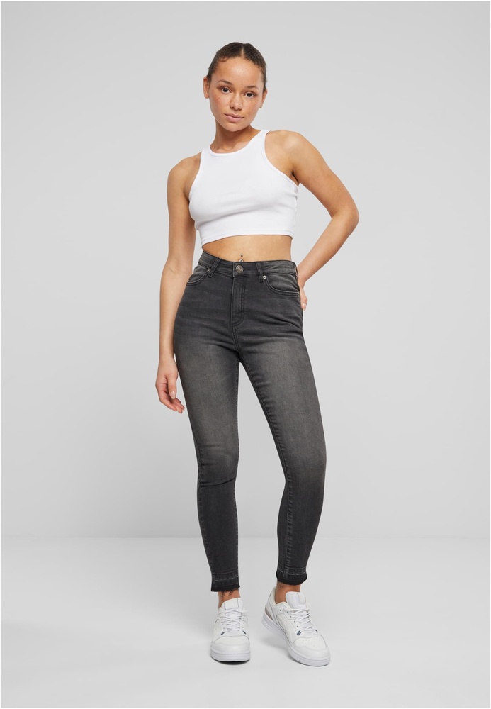 UrbanClassicsDamenLadiesSkinnyHighWaistOpenHemJeansTB6865