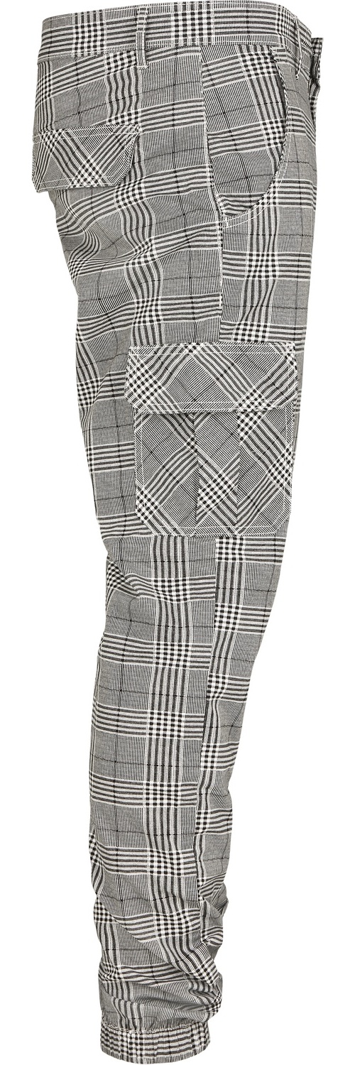 UrbanClassicsHoseAOPGlencheckCargoJogPantsWhiteBlack