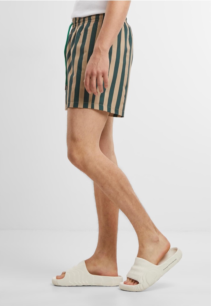 UrbanClassicsBadeshortsStripedSeersuckerSwimShortsTB7347BottlegreenUnionbeige-3XL