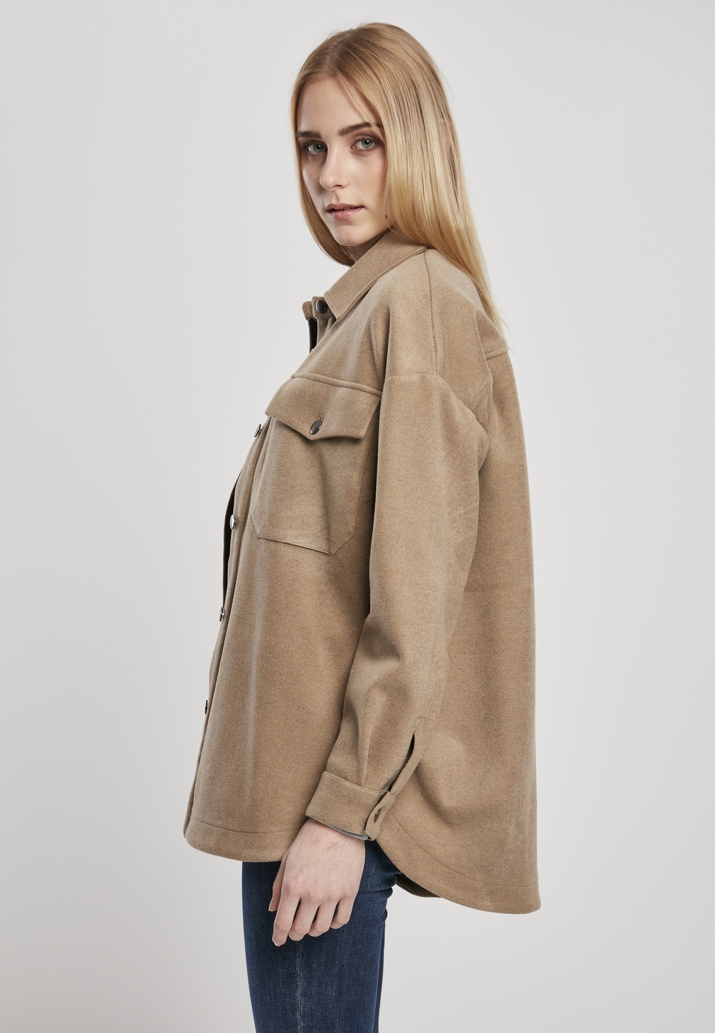 UrbanClassicsFemaleShirtLadiesClassicOvershirtLightground