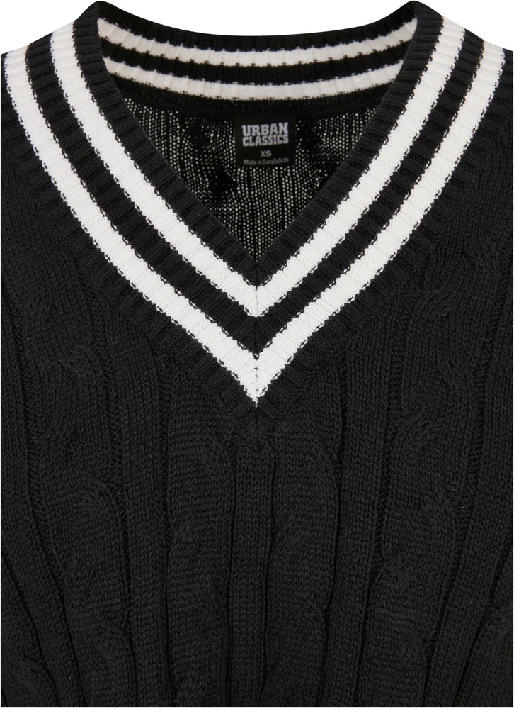 UrbanClassicsDamenSweatshirtLadiesCroppedKnitCollegeSlipoverBlack