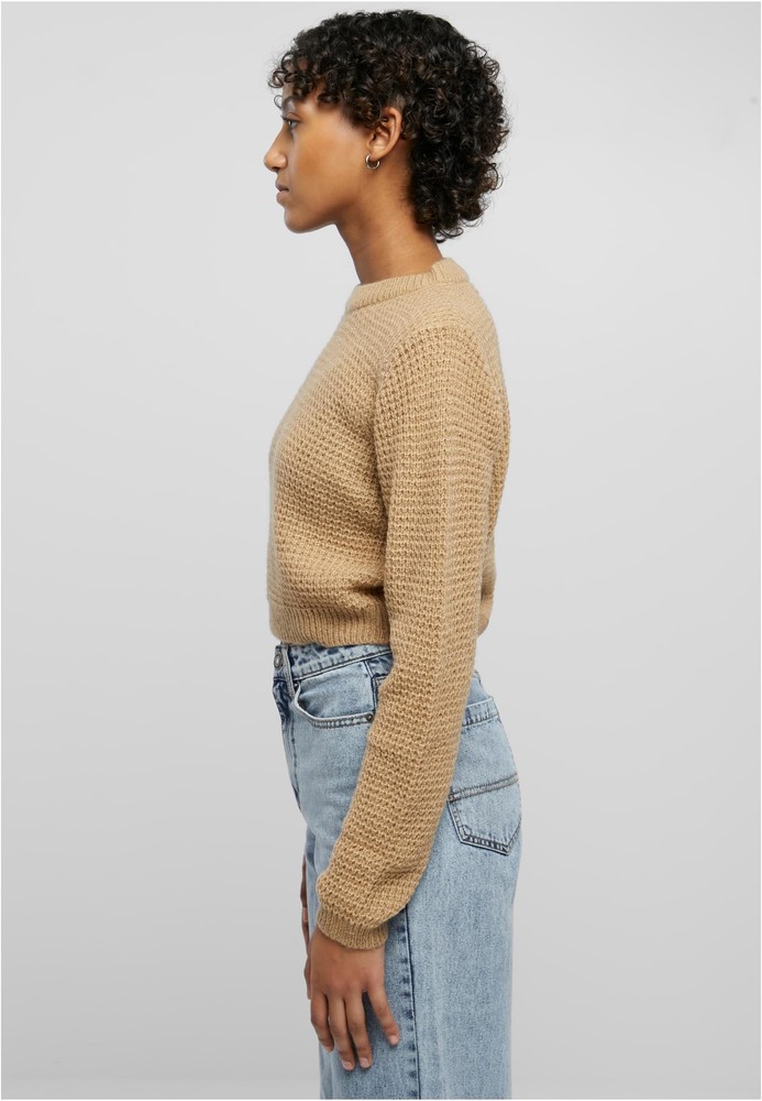 UrbanClassicsDamenLadiesShortWaffleSweaterWarmsand-3XL