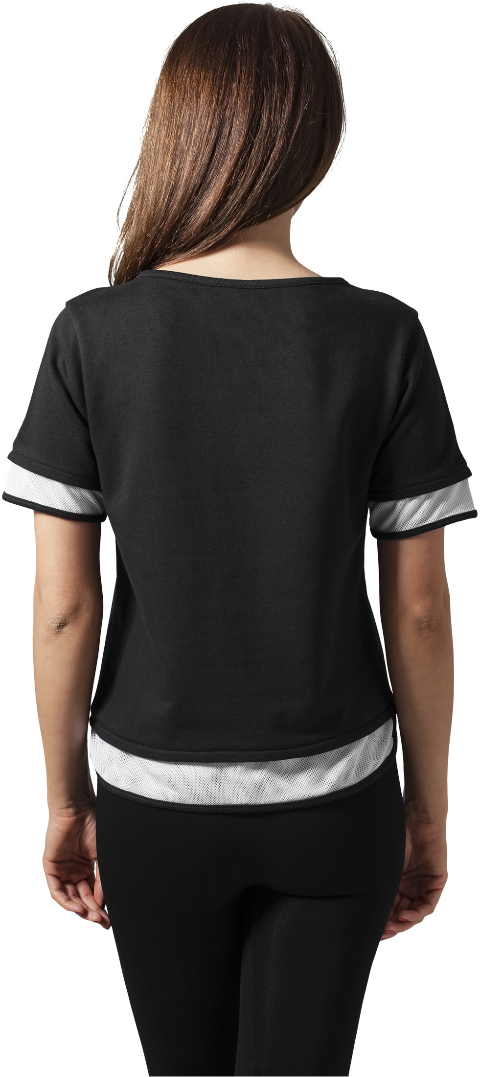 UrbanClassicsFemaleShirtLadiesTerryMeshTeeBlackWhite
