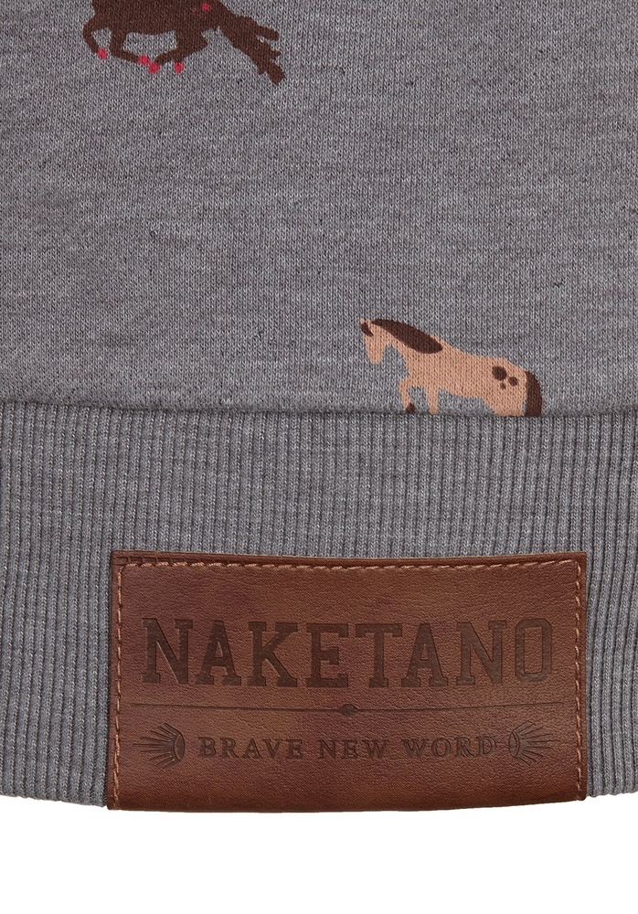 NaketanoDamenSweatjackeBrazzo1801-0301DarkGreyMelangeSmallHorses-XS