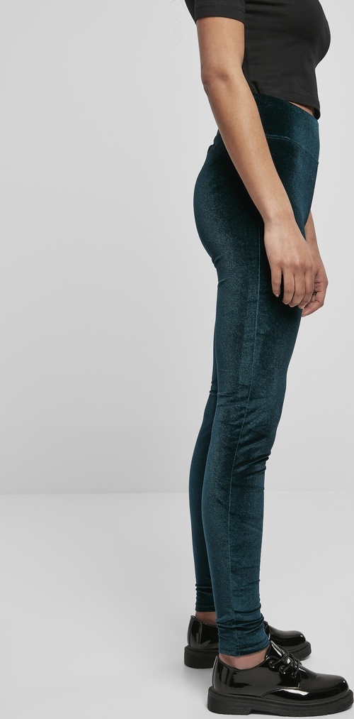 UrbanClassicsDamenLeggingsLadiesHighWaistVelvetLeggingsTeal-3XL