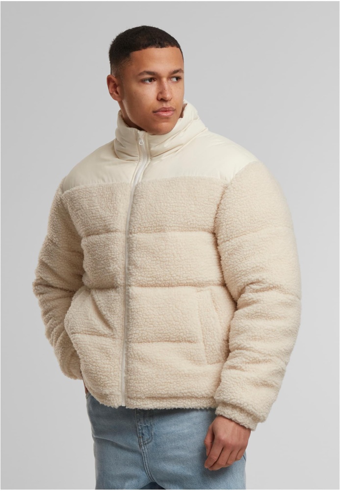 UrbanClassicsSteppjackeFabricMixTeddyPufferJacketTB7940Whitesand-3XL