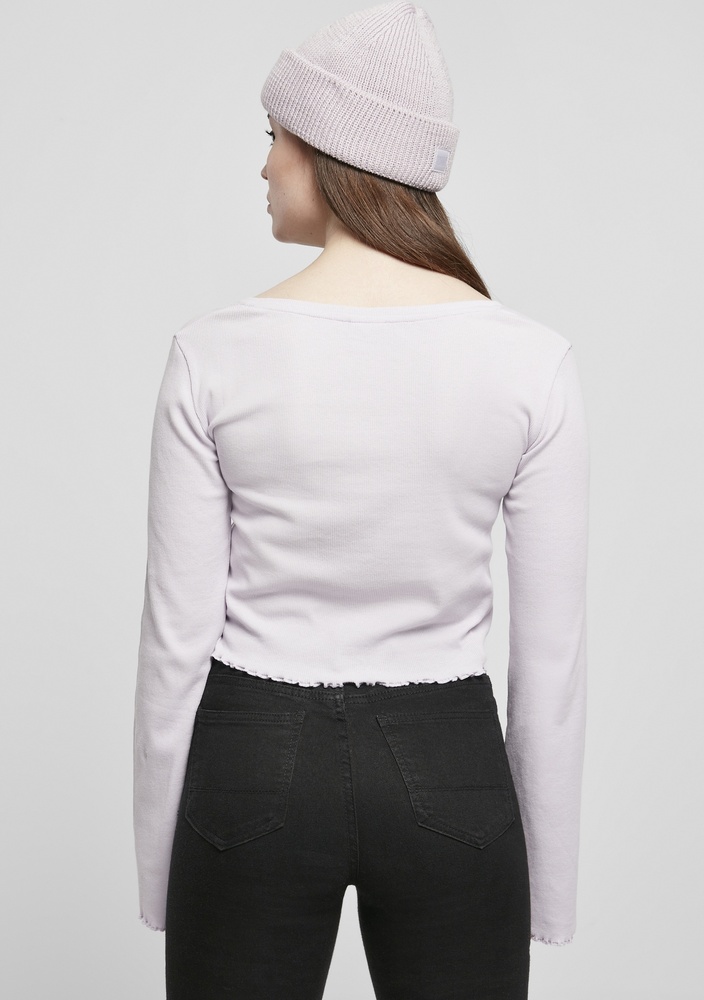 UrbanClassicsDamenCardiganLadiesCroppedRibCardiganSoftlilac-3XL