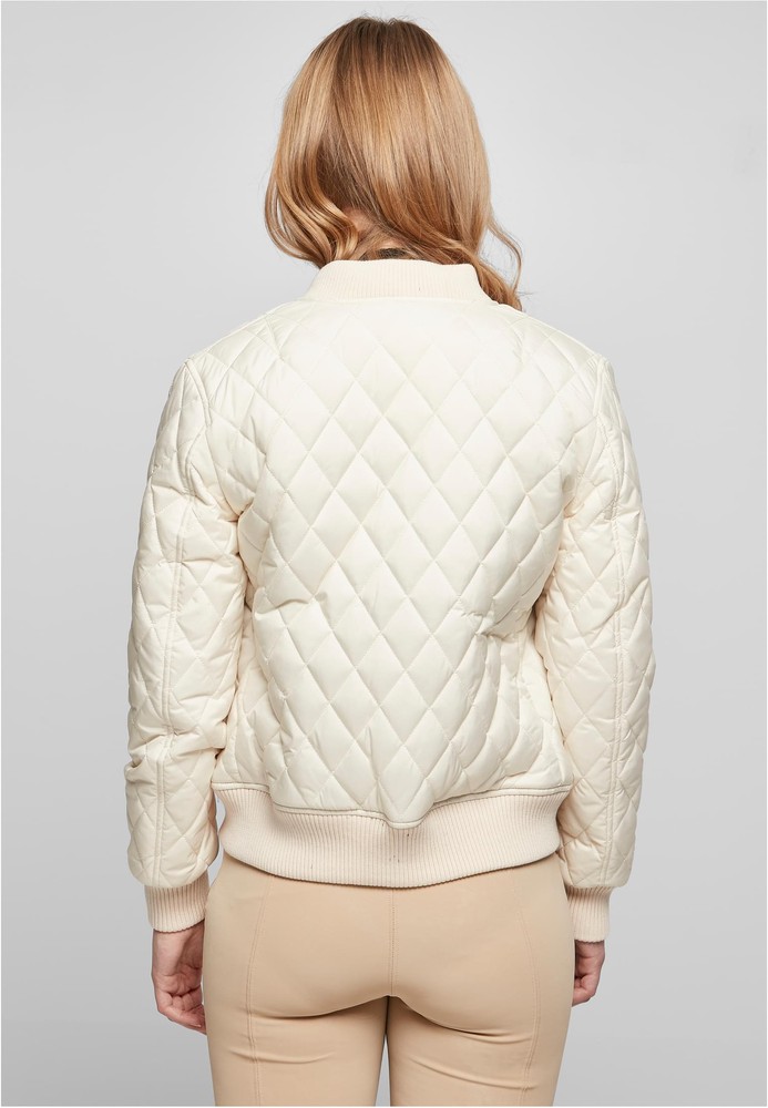 UrbanClassicsDamenJackeLadiesDiamondQuiltNylonJacketWhitesand-3XL