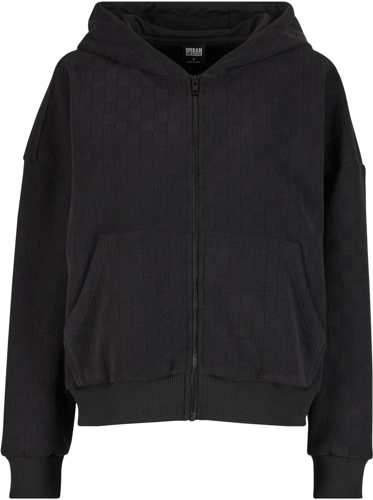UrbanClassicsDamenLadiesJacquardVelvetOversizedZipHoodyTB7121Black-3XL