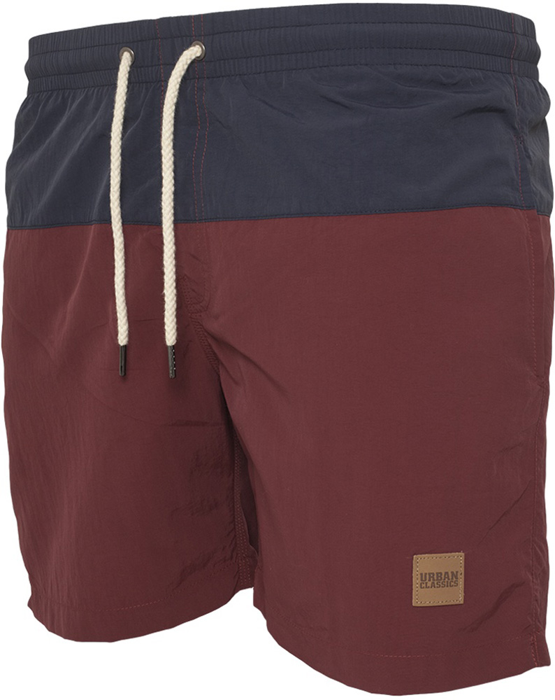 UrbanClassicsBadehoseBlockSwimShortsNvyBurgundy-3XL