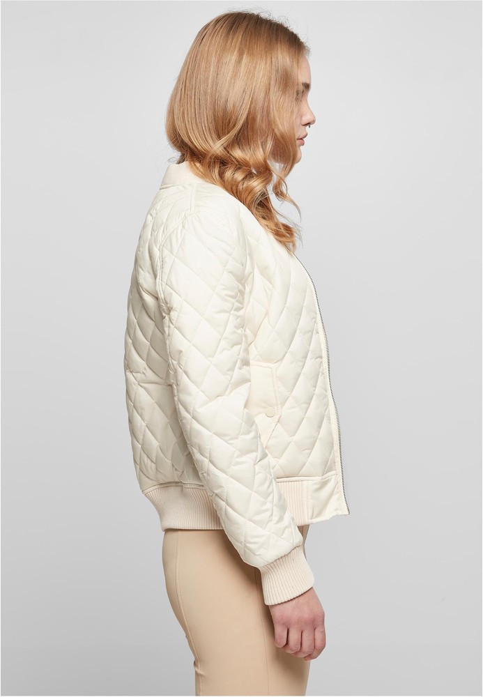 UrbanClassicsDamenJackeLadiesDiamondQuiltNylonJacketWhitesand-3XL