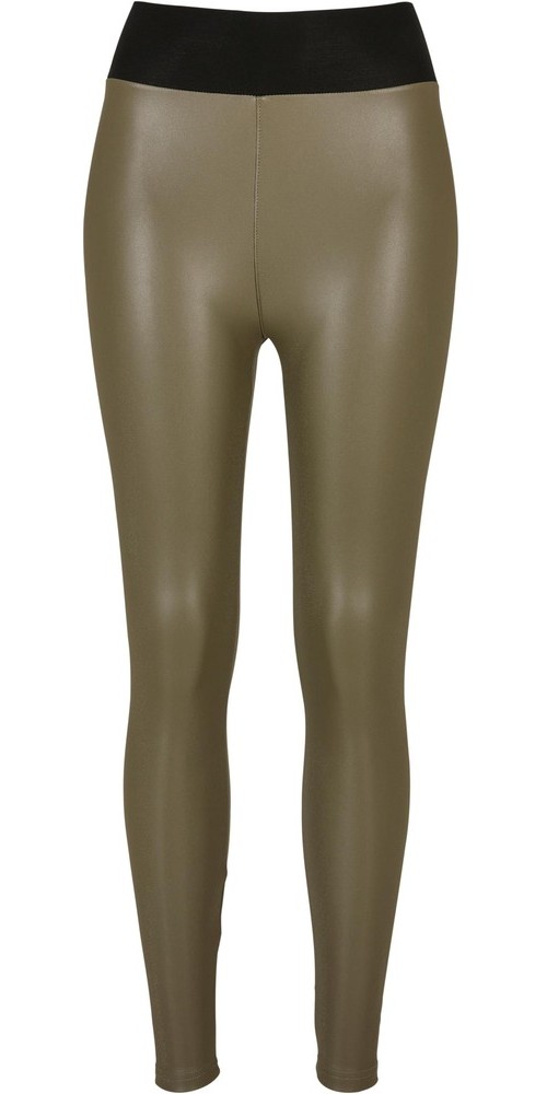 UrbanClassicsDamenLadiesFauxLeatherHighWaistLeggingsOlive-3XL