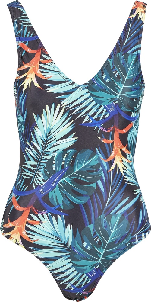 UrbanClassicsDamenBadeanzugLadiesHighLegPatternSwimsuitVrieseaBlack