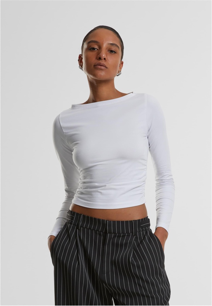 UrbanClassicsDamenLadiesRuffledSuperSlimLongsleeveTB7088White-3XL
