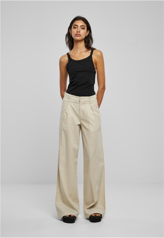 UrbanClassicsDamenHoseLadiesHighLinenMixedWideLegPantsSoftseagrass-26