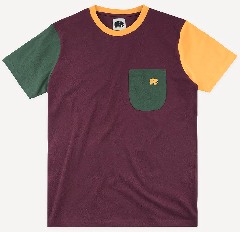 TrendsplantT-ShirtOrganicPocketColorBlockT-ShirtBurgundy