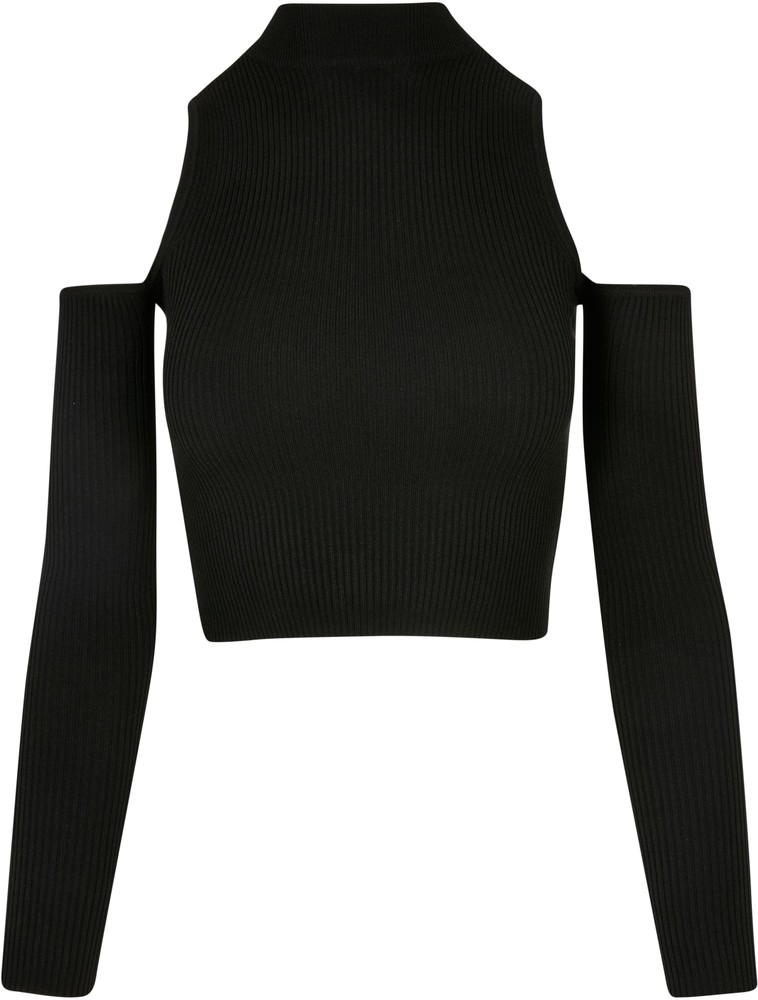 UrbanClassicsDamenLadiesRibKnitCutOutSleeveLongsleeveBlack