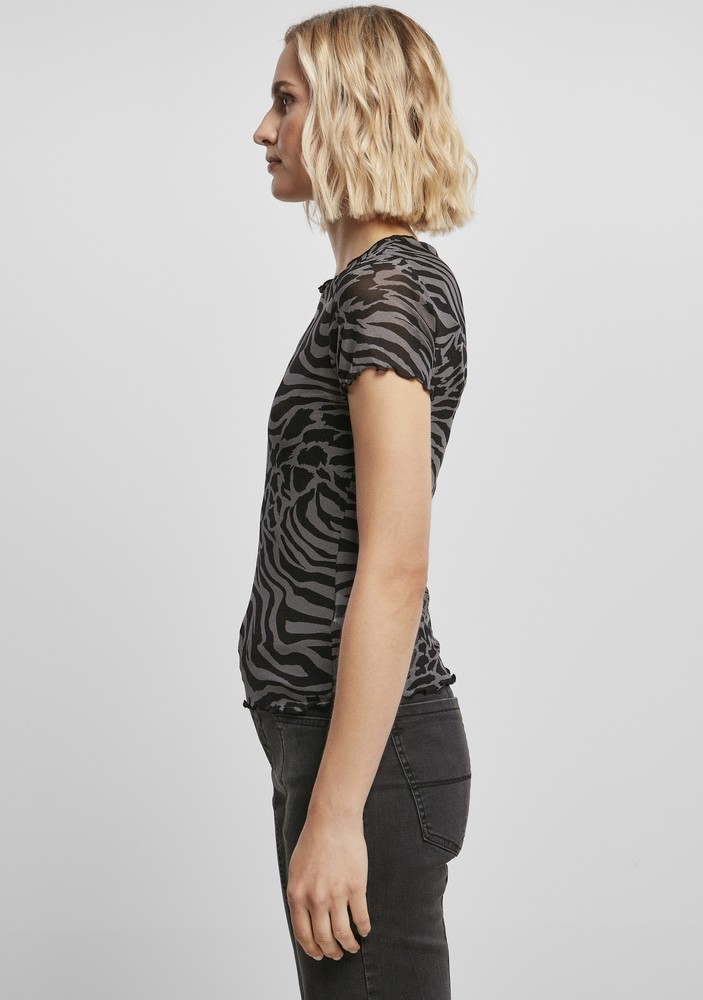 UrbanClassicsDamenLadiesMeshTeeAsphaltBlack-3XL