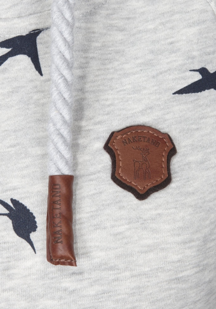 NaketanoDamenHoodieBrazzo1801-0301AlloverBirdsGrey-XS