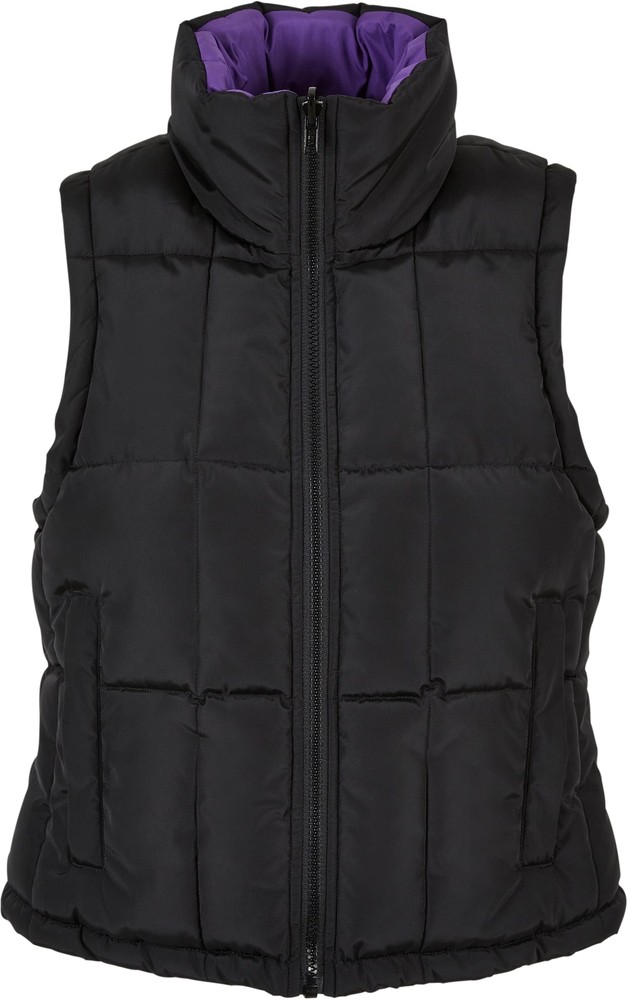 UrbanClassicsDamenWesteLadiesReversibleCroppedPufferVestBlackRealviolet-3XL