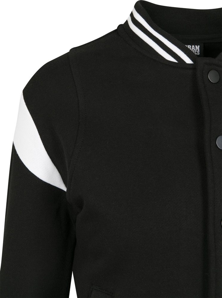 UrbanClassicsKinderJackeGirlsInsetCollegeSweatJacketBlackWhite-110116