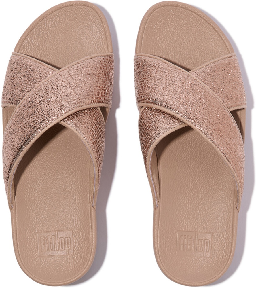 FitFlopDamenSandalenLuluCrinkled-ShimmerCrossSlidesE1B